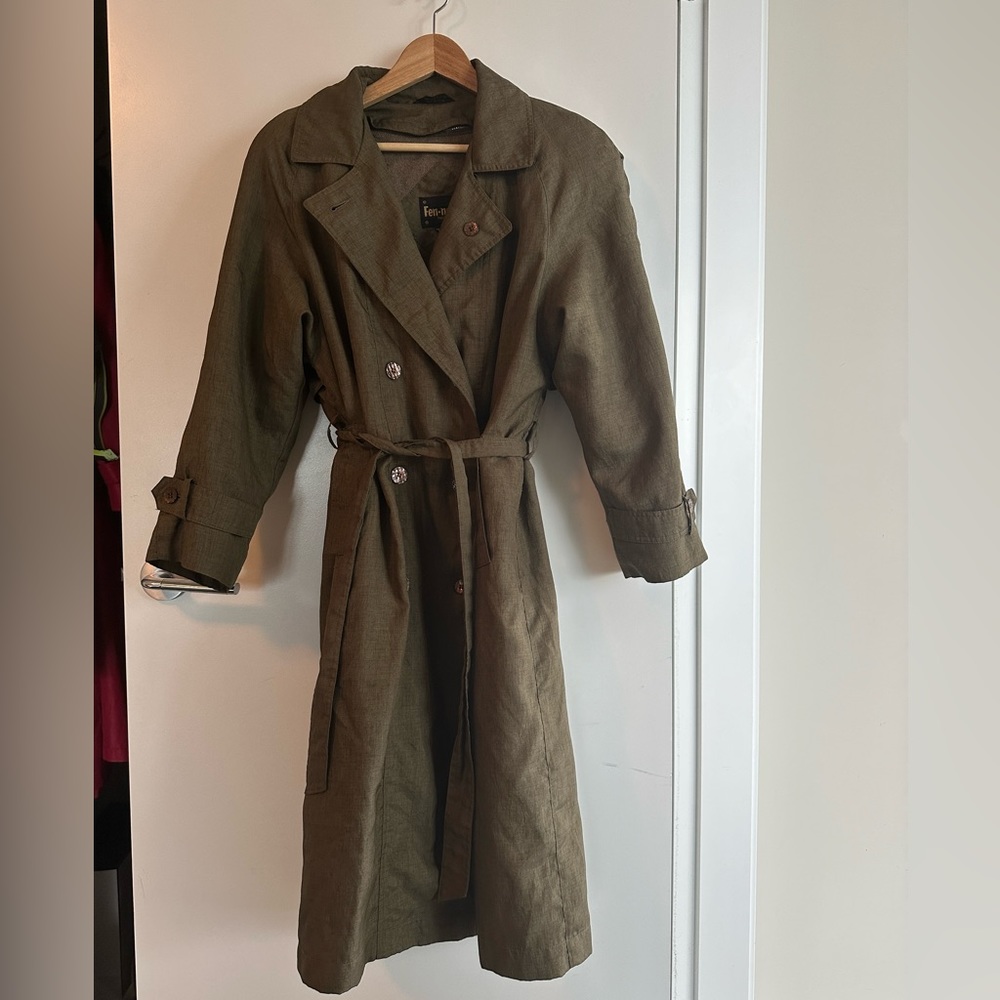 Olive Green Trench Coat with Belt